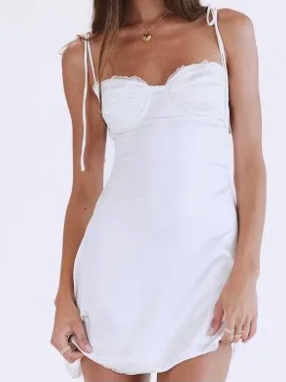 Princess Polly White Tie-Shoulder Mini Slip Dress